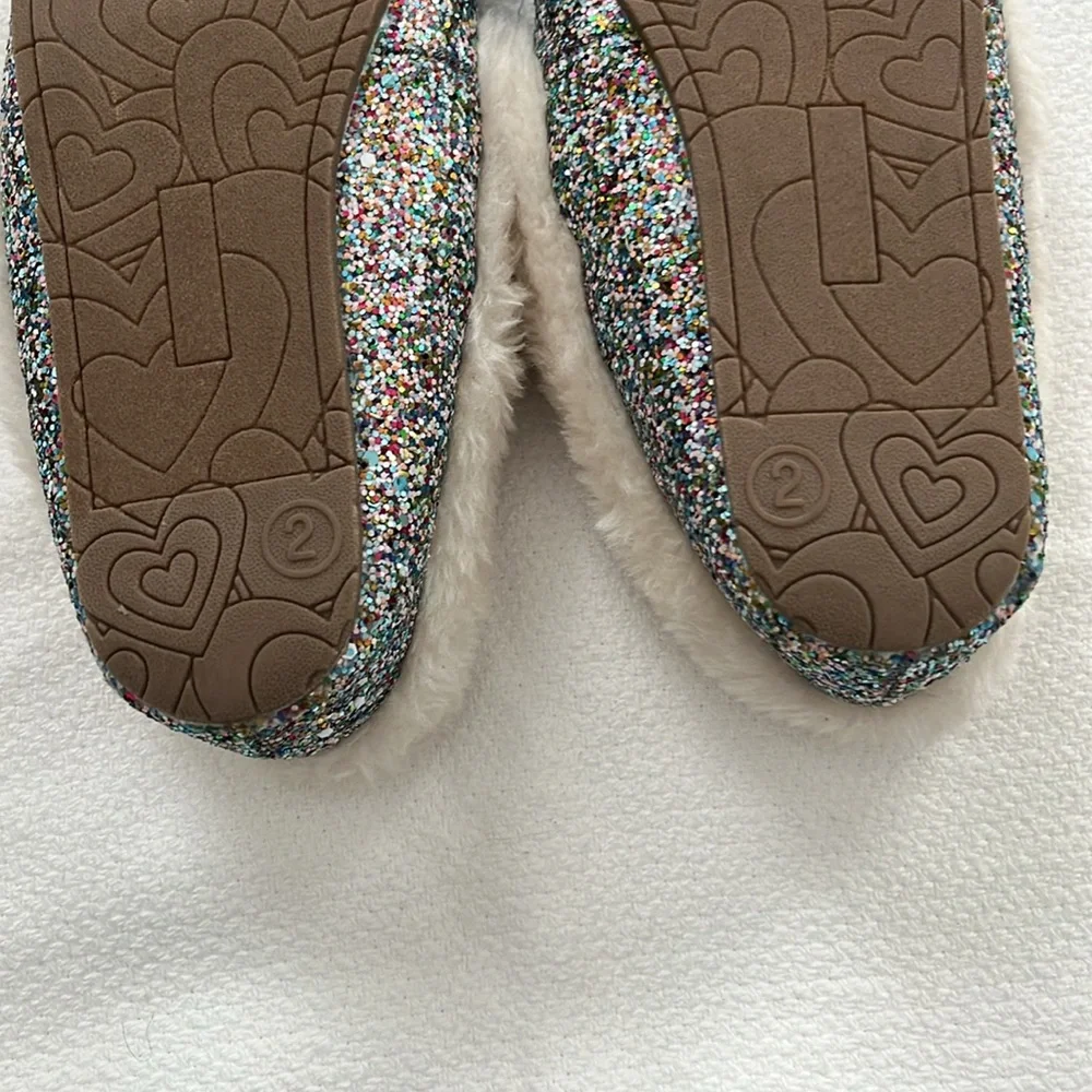 NWOT Chestnut Brown and Glitter Cat and Jack Kids Moccasin Shoes Size 2